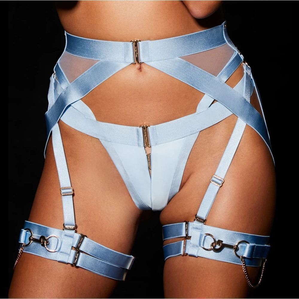 NWT Honey Birdette Kukuro Baby Blue Garter Harness - S